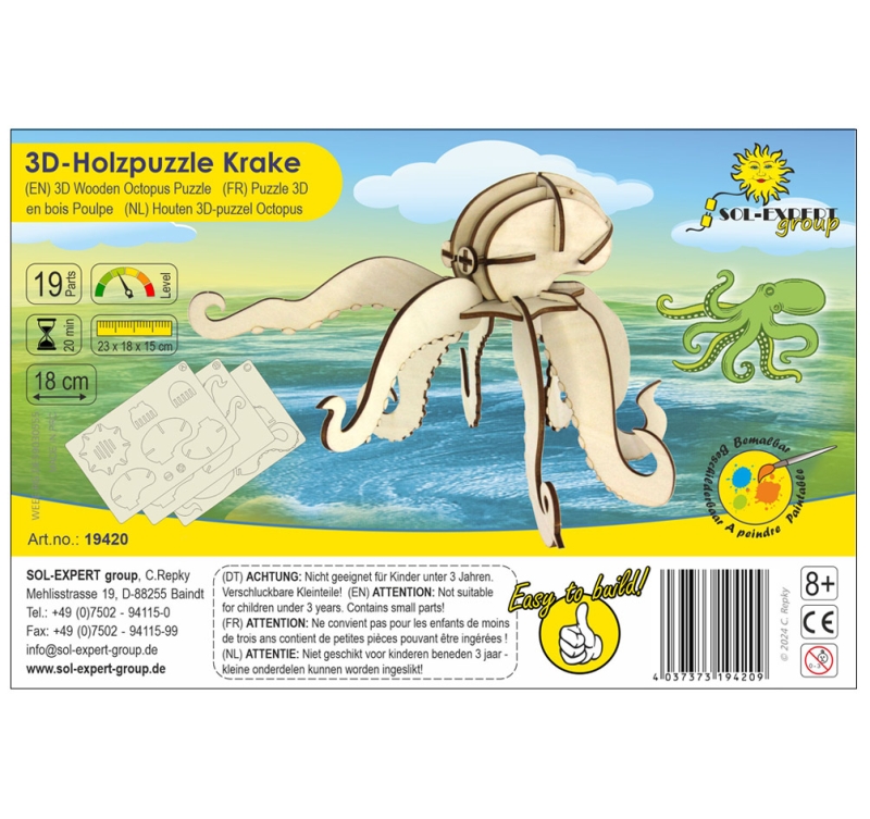 3D Holz Puzzle Krake