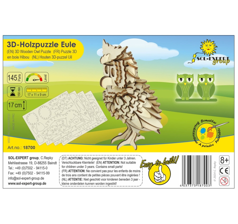 3D Holz Puzzle Eule