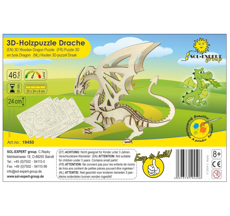 3D Holz Puzzle Drache