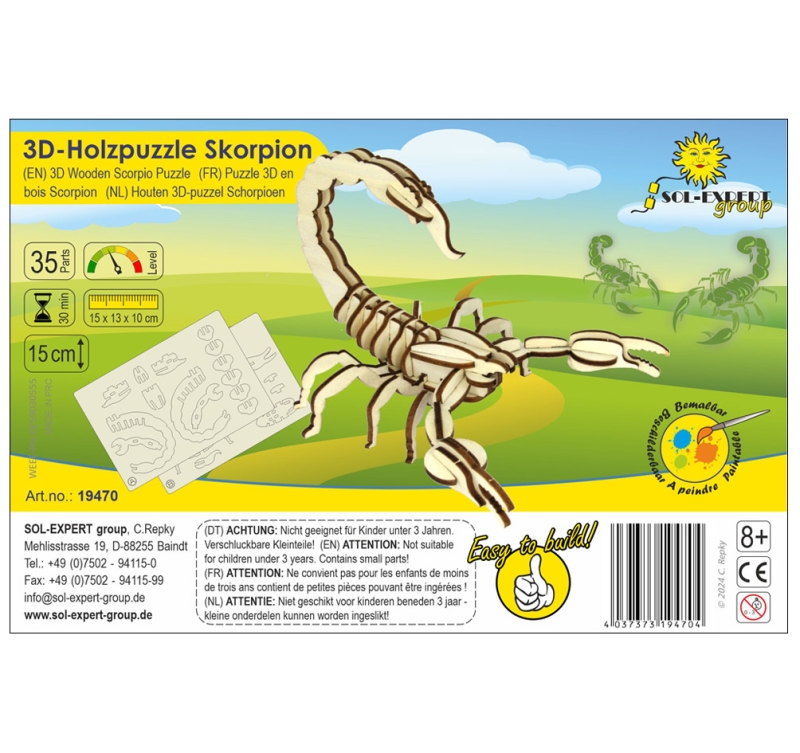 3D Holz Puzzle Skorpion