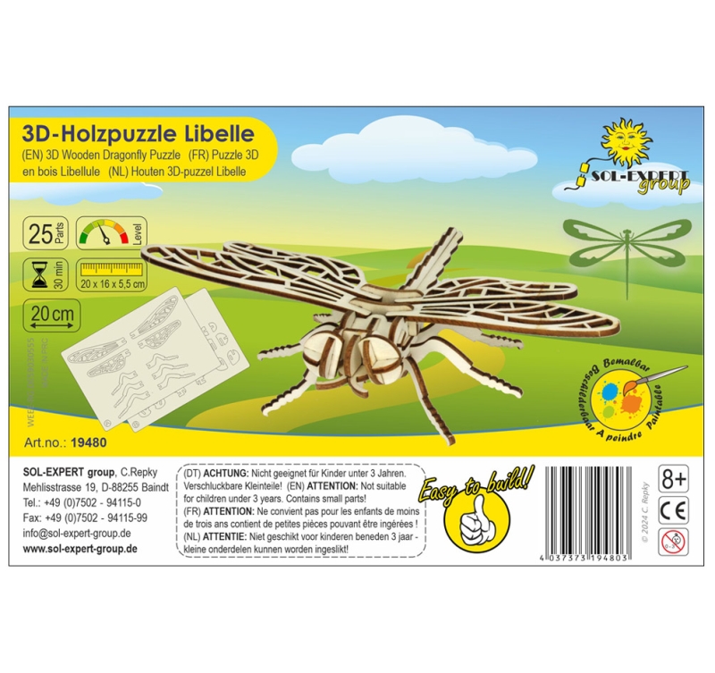 3D Holz Puzzle Libelle