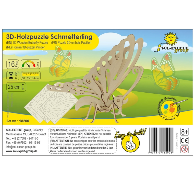 3D Holz Puzzle Schmetterling