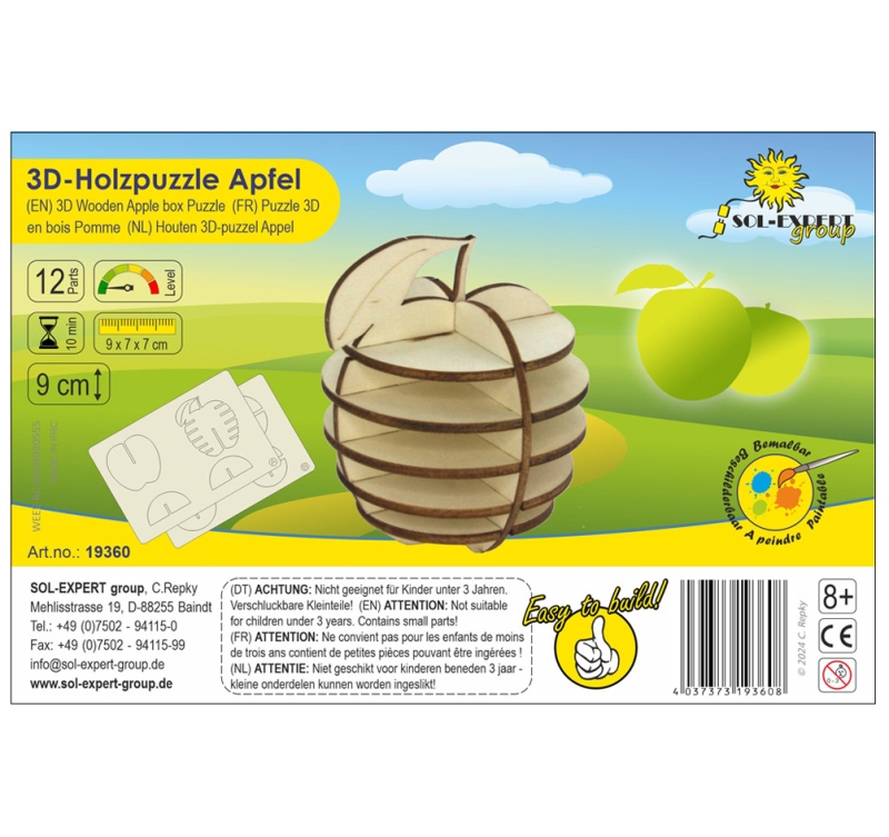 3D Holz Puzzle Apfel