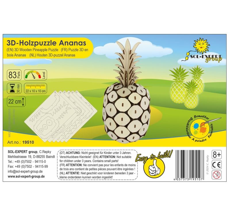 3D-Holzpuzzle Ananas Deluxe