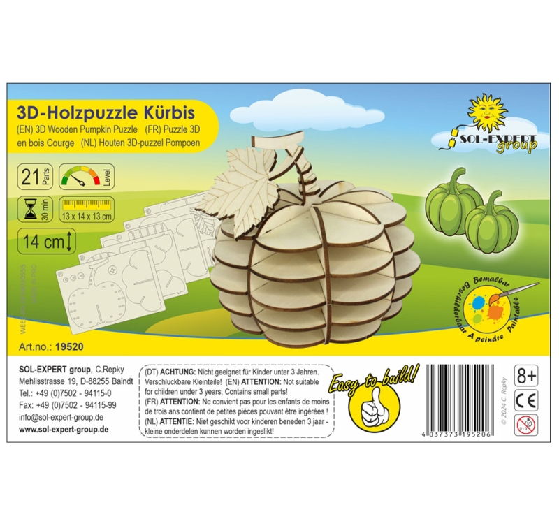 3D-Holzpuzzle Kürbis