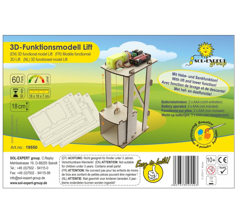 3D Holz Puzzle Funktionsmodell Lift