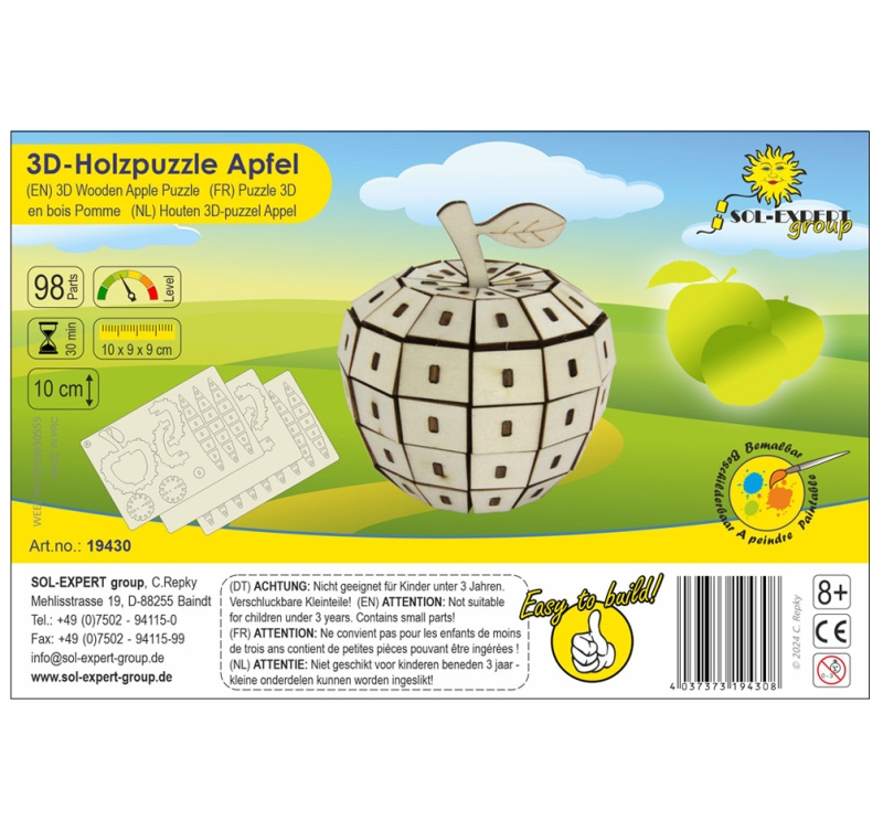 3D Holz Puzzle Apfel