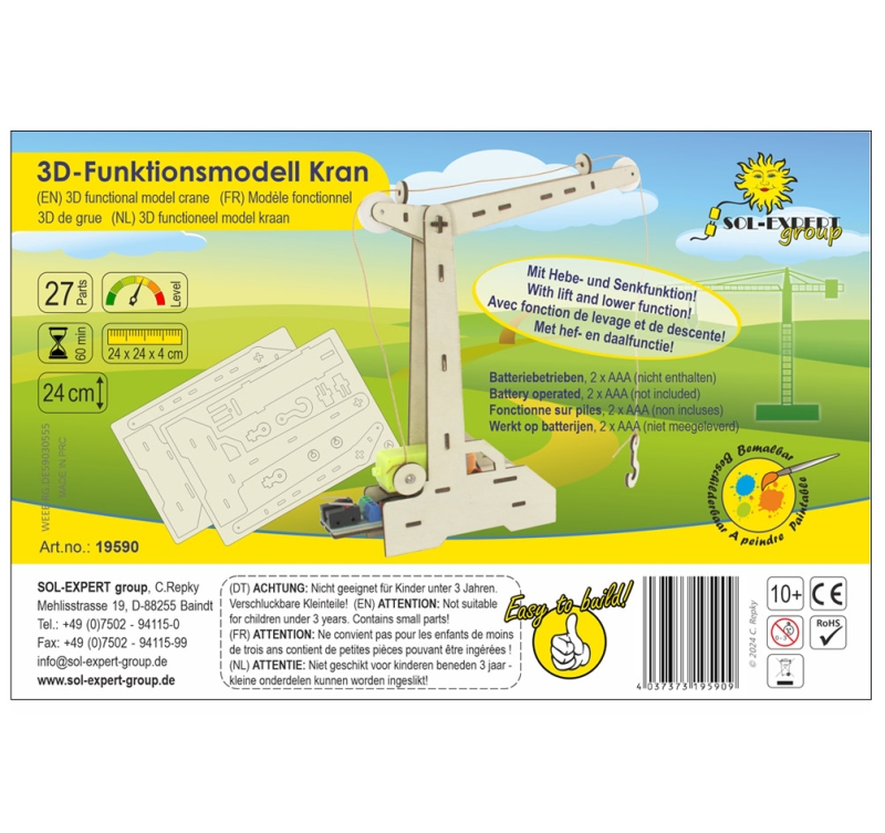 3D Holz Puzzle Funktionsmodell Kran