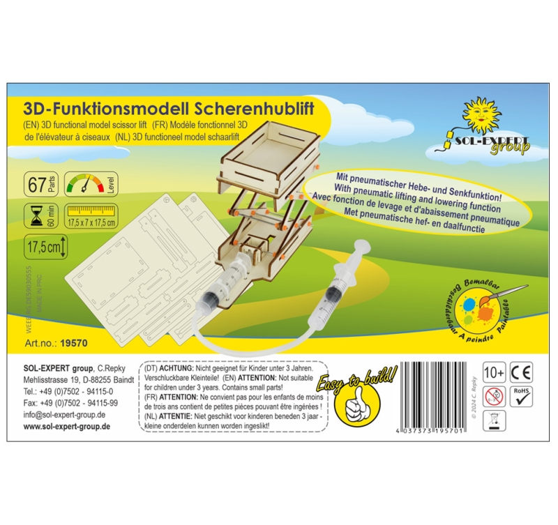 3D Holz Puzzle Funktionsmodell Scherenhublift