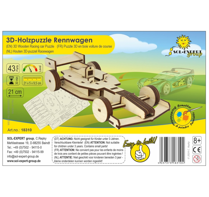 3D Holz Puzzle Rennwagen