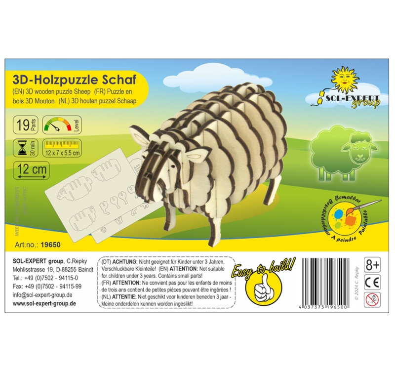 3D Holz Puzzle Schaf, klein