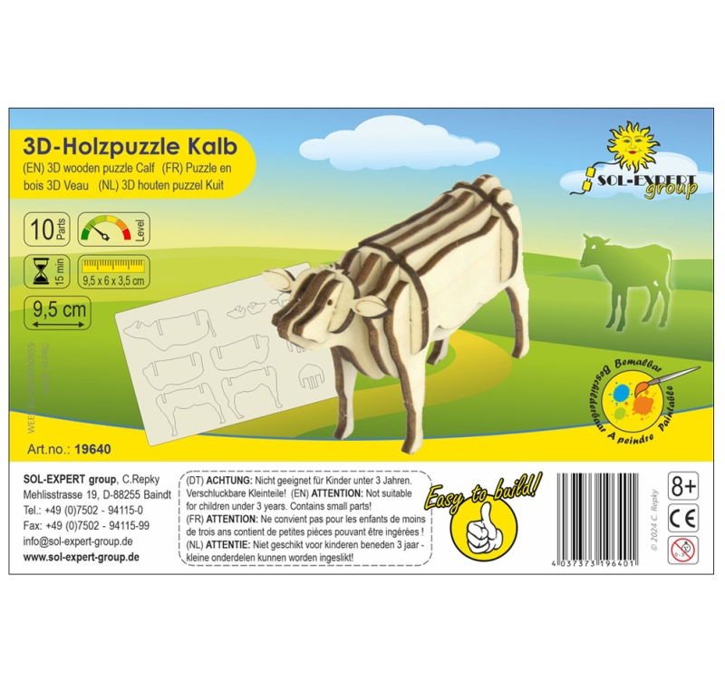 3D Holz Puzzle Kalb