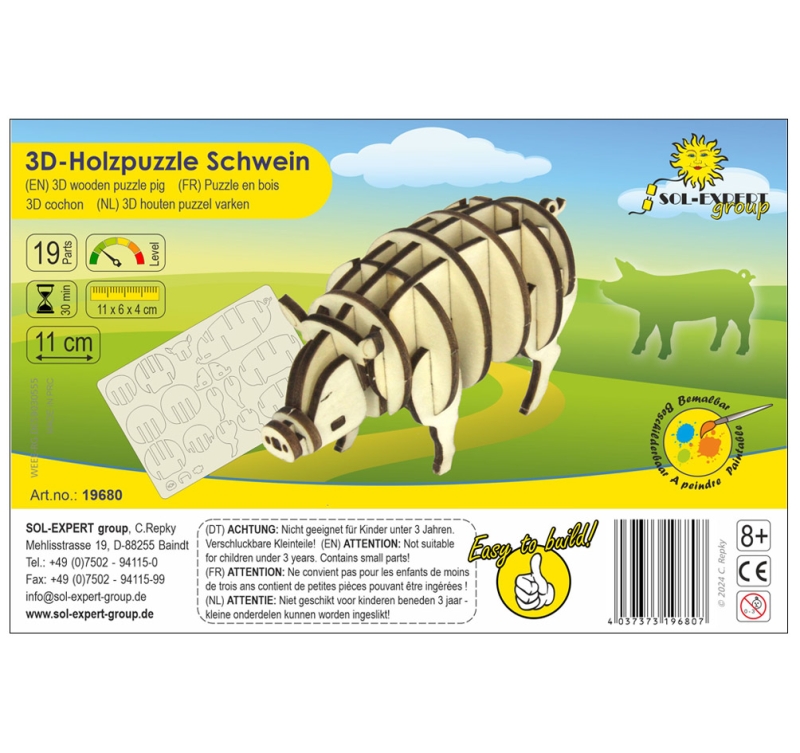 3D Holz Puzzle Schwein