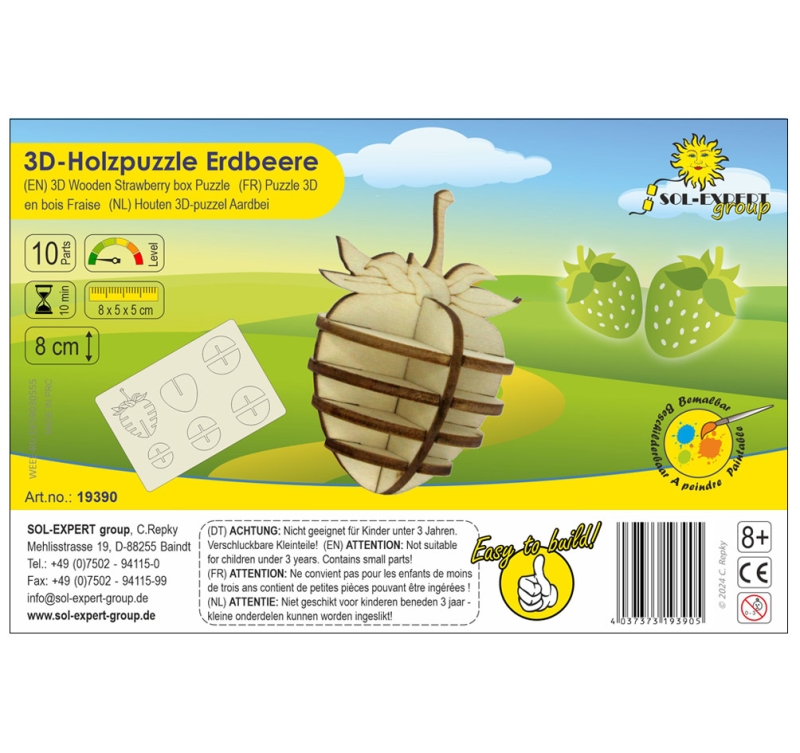 3D Holz Puzzle Erdbeere